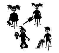 Wedhapy Halloween Little Devil Silhouette Effrayant Enfants Metal Garden State Decorations Halloween décor Petit Diable Sculpture décor Silhouette 4pcs