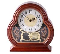 Wedhapy Horloges de cheminée pour Salon Horloge de cheminée silencieuse Horloge de Table en Bois de Noyer Vintage alimentée par Batterie avec balançoire Pendule pour Bureau étagère Horloge de Table