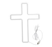 Wedhapy Jésus Décoration Murale LED Signes Lumineux Alimentés Par USB Croix Néon Dieu Saint Crucifix Suspendu LED Croix Lumière Décorations Pour Salle Religieuse église Noël Pâques Cadeau Chrétien