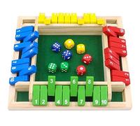 Wedhapy Jeux de mathématiques Shut The Box Game 4 Joueurs Jeux de mathématiques à retournement sur 4 Faces avec 8 dés Jeux de société en Bois à 2 Faces pour la stratégie et la Gestion des Risques