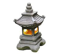 Wedhapy Lampe Solaire de Jardin en Forme de pagode Lanterne décorative en résine Statue Solaire pour Cour et Jardin.