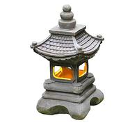 Wedhapy Lanterne Japonaise en Pierre Lampe de Jardin Solaire Lanterne pagode Ornement décoratif pour Jardin ou Cour Objet en résine Lampe Solaire