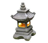 Wedhapy Lanterne Japonaise en Pierre Lampe de Jardin Solaire Lanterne pagode Ornement décoratif pour Jardin ou Cour Objet en résine Lampe Solaire