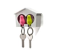 Wedhapy Minimaliste Charme Pendentif Pendre Mini Gift Holder Cook Hook Cookring Set Habet Bird Bird Wood Maison Sparrow Birne Anneau de Style Clé