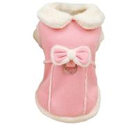 Wedhapy Pull Polaire pour Chien pour Petite Chienne Manteau Polaire Chaud pour Chien Gilet Polaire Doux pour Chien avec nœud et Anneau en D vêtements d'hiver Mignons pour Chien avec col Duveteux,m