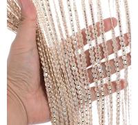 Wedhapy Rideau moustiquaire de Porte 39 37 x 78 74 Pouces Extra Long Style Pompon Suspendu léger Brillant décoratif Rideaux Anti Mouches pour Portes pour cloisons fenêtres Portes Couleur Champagne