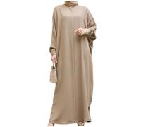 Wedhapy Robes Musulmanes - Abayas à Manches Longues, Vêtements de Prière Amples, Jilbab Kaki 56,7 Pouces