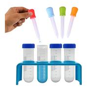 Wedhapy Tubes à essai en Plastique pour Enfants, 9 pièces, 50ml, Ensemble de Jouets scientifiques avec Support et Compte-Gouttes