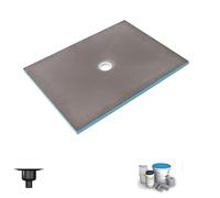 Receveur de douche à carreler 140 x 100 WEDI Fundo Primo rectangle écoulement centré + bonde verticale + kit d'étanchéité