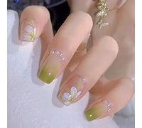 Wedity 24pcs Pack sapin de Noël amour court clous faux perles fleur chien lapin acrylique faux clous fille Nail Print (G)