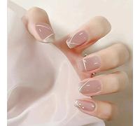 Wedity 24pz claret brève jeu d’échecs faux amour feuille de perle acrylique faux ongles ongles ongles presse pour les filles (B)