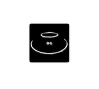 Wedity Collana di cristallo da sposa Orecchini d'argento Bracciale Set Collane girocollo da sposa Gioielli da sposa per donne e ragazze (1 couche)