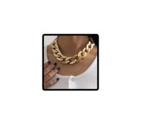 Wedity Collier Chaîne grossière punk acrylique Collier Chaîne cubaine collier femme fille manifeste collier (Or)