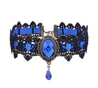 Wedity collier évidé Collier Chaîne goutte d'eau style clavicule Choke collier bijoux Halloween Party accessoires pour femmes (Bleu)