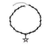 Wedity Croix noire collier gothique couches étoiles lune collier Halloween femmes et filles bijoux (Noir A)