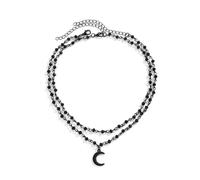 Wedity Croix noire collier gothique couches étoiles lune collier Halloween femmes et filles bijoux (Noir B)