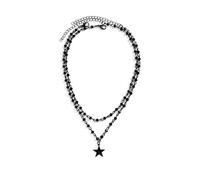Wedity Croix noire collier gothique couches étoiles lune collier Halloween femmes et filles bijoux (Noir D)