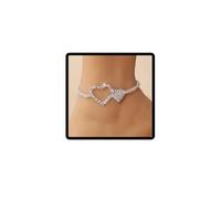 Wedity Crystal heart to Heart cheville amour coeur cheville bracelet été plage pieds accessoires femme fille bijoux (Argent C)