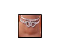 Wedity Crystal heart to Heart cheville amour coeur cheville bracelet été plage pieds accessoires femme fille bijoux (Argent A)