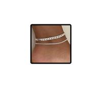 Wedity Cuba chaîne cheville stratifié cheville bracelet été plage pied bijoux cadeau pour fille (Argent)