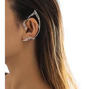 Wedity Gothic Hollow Ear Cat silhouette oreille genie clip boucles d'oreilles arrière - plan cosplay Ear clip bijoux pour les femmes adolescentes (1 paire) (Argent)