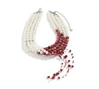 Wedity gothique goutte de sang coulant bourse imitation collier de perles, Retro rond perle colliers multi-couches