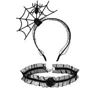 Wedity Halloween spider web Headband collier costume vampire bat Hair avec ghostfest Party Hoop femme fille hair accessories (Noir B)