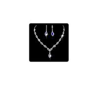 Wedity mariage cristal collier boucles d'oreilles ensemble mariée colliers ras du cou bleu pendentif bijoux pour femmes et filles (Bleu 1)