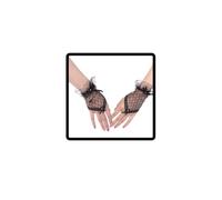 Wedity Mariage de mariée guanti crème solaire guanti Pizzo demi - doigt guanti Fingerless Pizzo guanti chaussettes à main en maille de fil court guanti (Gants minces noirs B)