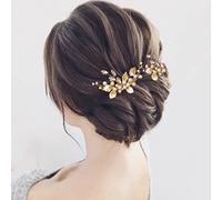 Wedity mariée mariée strass casque or fait à la main mariée épingle à cheveux perles de cristal épingles à cheveux accessoires de cheveux pour femmes et filles (lot de 2)