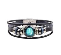 Wedity Retro Layered 12 Constellation Bracelet Couple Étudiant Bracelet en cuir Constellation Accessoires pour les mains pour les femmes et les hommes