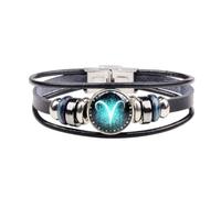 Wedity Retro Layered 12 Constellation Bracelet Couple Étudiant Bracelet en cuir Constellation Accessoires pour les mains pour les femmes et les hommes