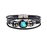 Wedity Retro Layered 12 Constellation Bracelet Couple Student Leather Bracelet Constellation Hand Accessories pour femmes et hommes (Capricorne)