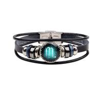 Wedity Retro Layered 12 Constellation Bracelet Couple Student Leather Bracelet Constellation Hand Accessories pour femmes et hommes (Scorpion)