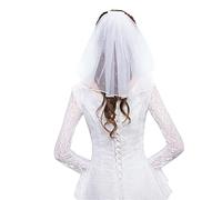 Wedity Voile de mariée en cristal court à 1 niveau en maille douce avec peigne - Accessoire pour cheveux pour femmes et filles (ivoire) Taille unique