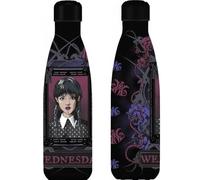 Wednesday Bouteille d'eau en acier inoxydable 500 ml - Bouteille d'eau chaude et froide Mercredi - Bouteille thermos pour voyage ou salle de sport | Design Mercredi (Noir)