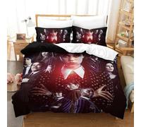 Wednesday Housse De Couette, Ensemble De Literie De Addams pour Garçons Et Filles, Ensemble De Literie Microfibre avec Taie d'oreiller Single(140x200cm)