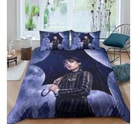 Wednesday Housse De Couette, Ensemble De Literie De Addams pour Garçons Et Filles, Ensemble De Literie Microfibre avec Taie d'oreiller King(220x240cm)