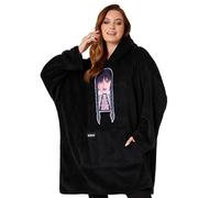 Wednesday Pull Plaid Femme Mercredi Addams Poncho Polaire Sweat Oversize Pilou Taille Unique Adulte Ado (Noir No Hug Zone)