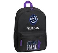 Wednesday Sac a Dos Fille Ado avec Poche pour Bouteille D'eau Cartables Scolaires 37x29cm Mercredi Addams Cadeau Fille (Noir/Bleu)