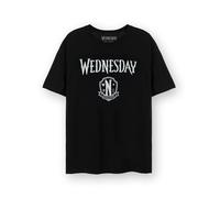 Wednesday T-Shirt Femme Mercredi | T-Shirt Graphique Classique à Logo et crête pour Dames en Noir | Mercredi Addams Netflix Series Merchandise Haut à Manches Courtes pour Adultes | La Famille Addams