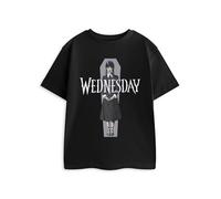 Wednesday T-Shirt Noir Addams Kids | T-Shirt Graphique à Manches Courtes avec Motif à Pois et imprimé Cercueil | Tenue décontractée d'halloween | Haut Personnage de Dessin animé pour Enfants