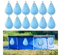 WEDNOK 12 Pcs Sac de Contrepoids avec Couverture de Piscine à Crochets Sac d'eau en PVC Epais Sac de Suspension de Bâche de Piscine Etanche pour Bâche de Piscine Hors Sol Antigel en Hiver