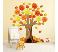 WEDNOK Décoration Murale d'Automne - Motif Arbre d'Automne - Feuilles d'Erable - Décoration de Fenêtre d'Automne - Décoration d'Automne pour Tableau Noir - Fenêtre - Salle de Classe - Chambre d'Enfant
