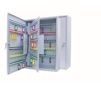 Wedo 10265037X Armoire à clés (pour 150 crochets, tôle d'acier revêtue par poudre 38 x 14 x 55 cm, serrure de sécurité avec 2 clés, barre à crochets réglable individuellement) gris clair