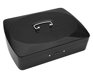 WEDO 146421Z,Coffret à monnaie, taille 3 noir/blanc avec serrure à combinaison 33x24x9 cm