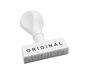 WEDO 19329 Tampon original en plastique - Largeur d'impression : environ 45 mm - Hauteur des caractères : 5,5 mm - Poignée ergonomique - Blanc