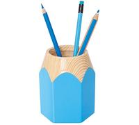 Wedo Pot à crayons 245255010 – en forme de crayon, plastique solide, 8,5×7,5×10,5 cm, bleu clair