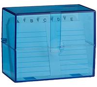 Wedo 2507303 Fichier A7 avec cartes + registre alphabétique 200 cartes Transparent Bleu