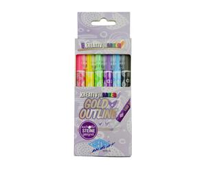 Wedo 252700699 Marqueur Créatif Gold+Outline | à Décorer | Peinture sur Pierre | Épaisseur de Trait Selon l'Impression 1-2 mm| 6 Couleurs/Stylos